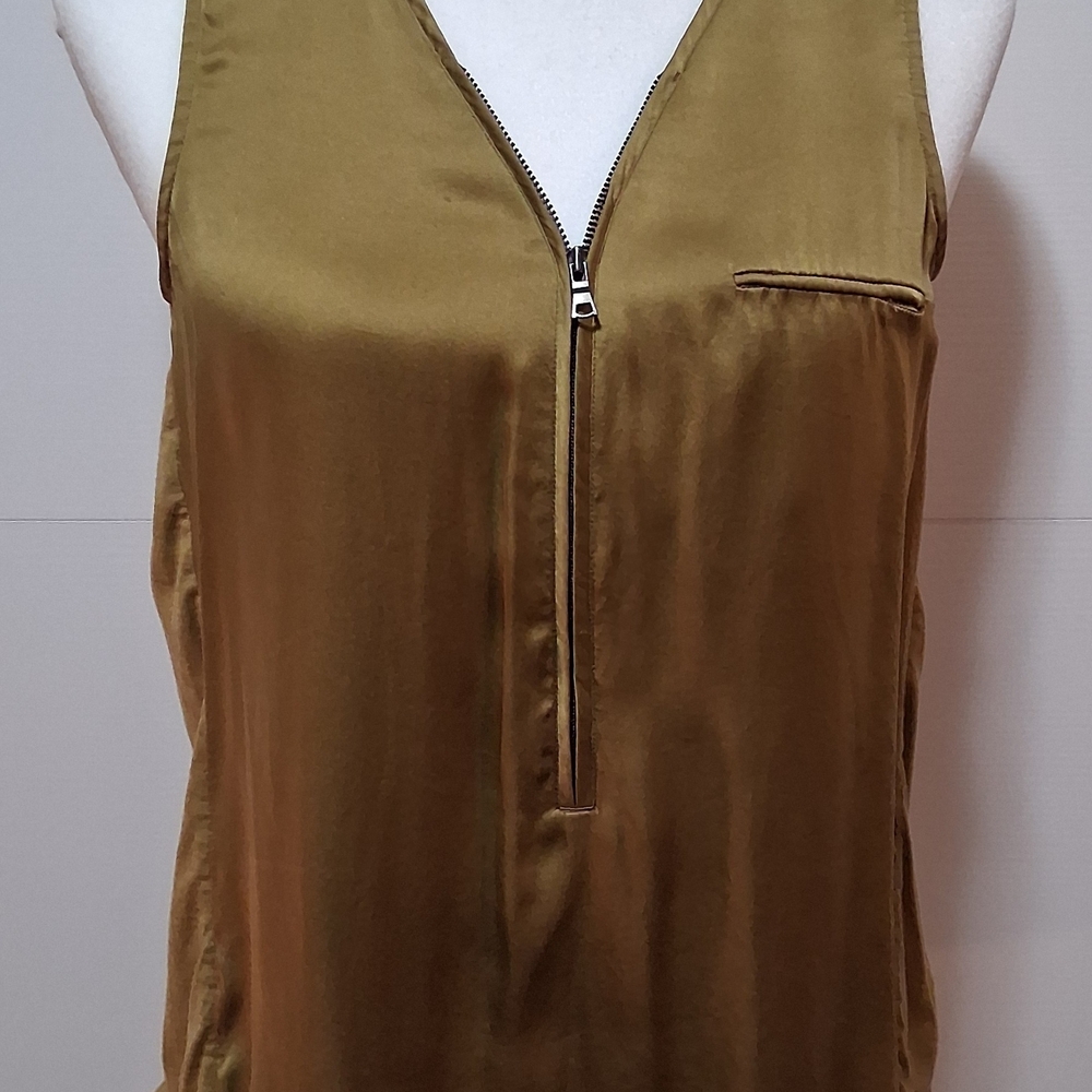 Go By GoSilk Olive Green Sleeveless Top Size S